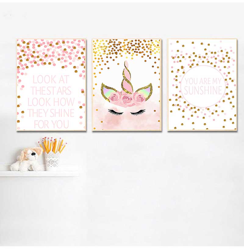 Baby Nursery Quotes - Quadro Decorativo per Cameretta Bambina, Stampa