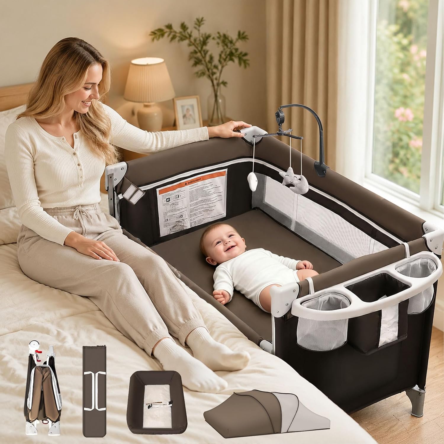 Bassinet Bedside Sleeper - Culla per Neonati 5-in-1 da Comodino,