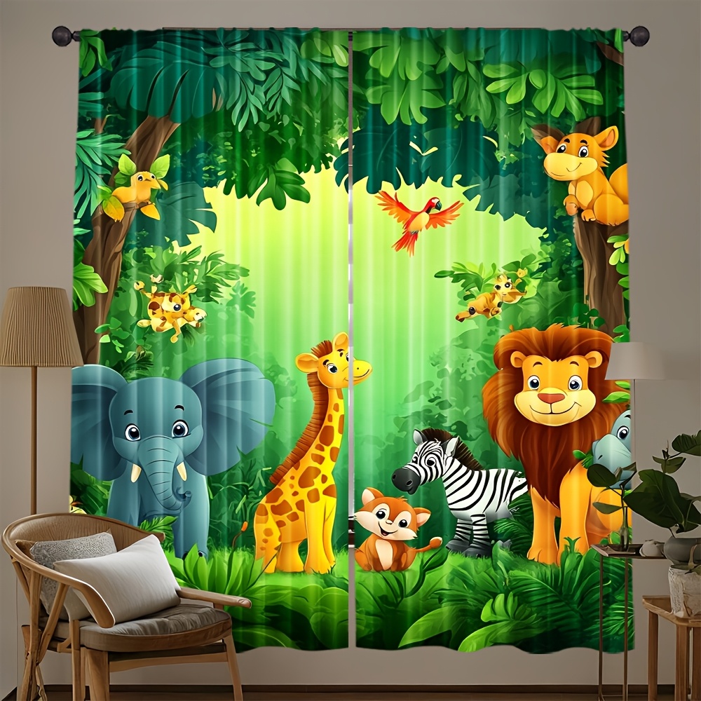 Baby Nursery Curtains - 2 Tende con Stampa Animali Cartoon,
