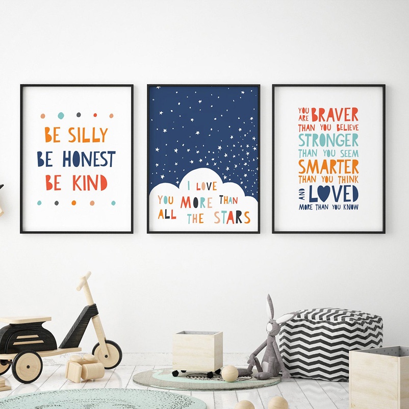 Baby Nursery Quotes - Cartoon Citazioni ispiratrici Nursery Wall Art