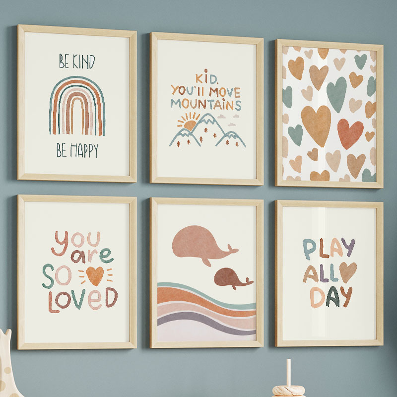 Baby Nursery Quotes - Poster con Balena, Arcobaleno e Cuore