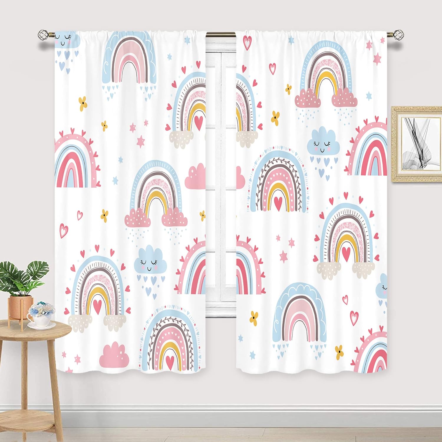 Baby Nursery Curtains - Neonate Rosa Boho Arcobaleno Tende Tasca