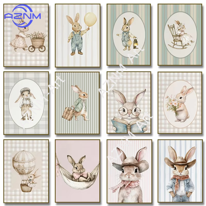 Baby Nursery Room - Poster Illustrativo di Coniglio che Legge