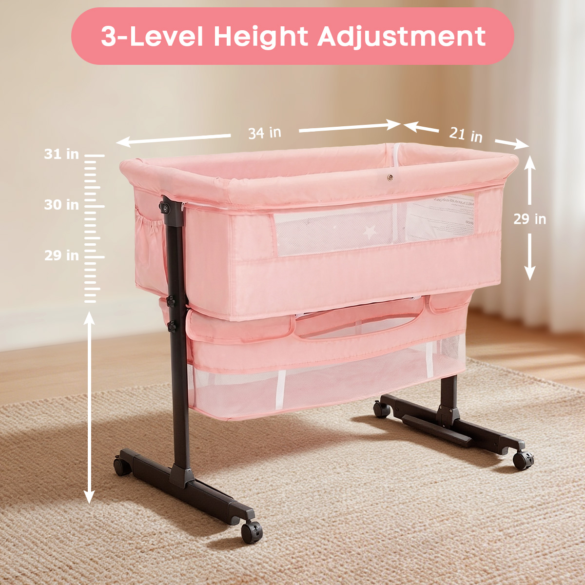 Culla Portatile Rosa Kmaier pe - Bassinet Bedside Sleeper recensione e prezzo