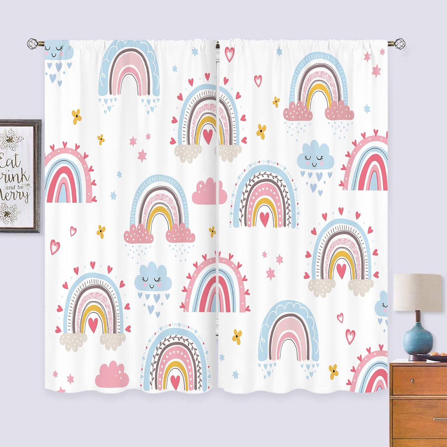 Neonate Rosa Boho Arcobaleno T - Baby Nursery Curtains recensione e prezzo