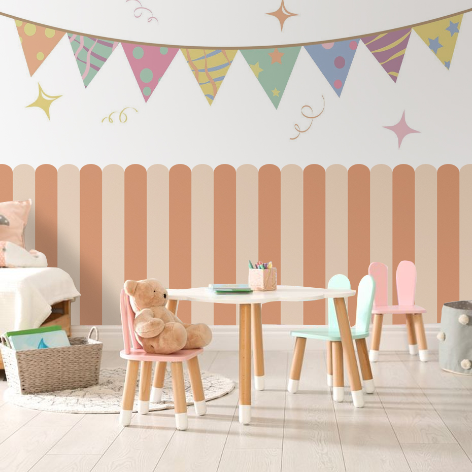 Carta da parati ad arco a stri - Baby Nursery Room recensione e prezzo