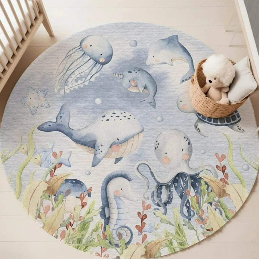 Tappeto rotondo blu con animal - Baby Nursery Mat recensione e prezzo